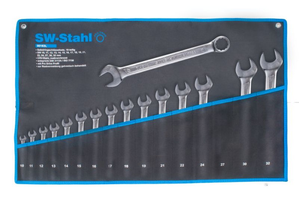 Jeu de clés mixtes en acier SW, 10-32 mm, 16 pièces, 00163L