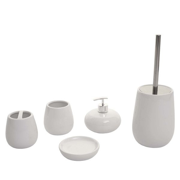 Ensemble de salle de bain 5 pièces Mendler HWC-C72, ensemble de toilette, ensemble de salle de bain, accessoires de salle de bain, céramique, blanc, 73860