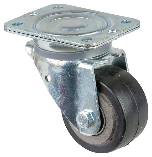 Roulette robuste BS Wheels, largeur de roue 50 mm, Ø roue 100 mm, capacité de charge 210 kg, bandages élastiques noirs, corps de roue coulé, roulements à billes, N100.B81.100