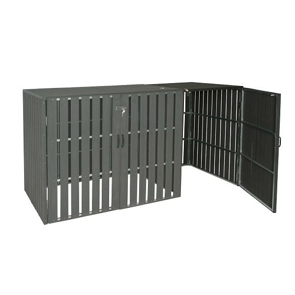 Mendler XL 1/2 WPC rallonge de revêtement de poubelle HWC-J28, poubelle, métal aspect bois, anthracite, 75993+75994