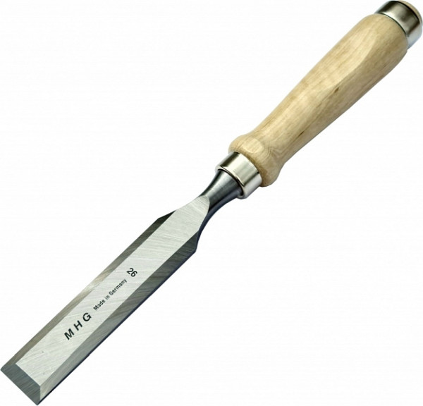 MHG Stechbeitel mit Weißbuchenheft, Klinge feingeschliffen, Größe: 26 mm, 1000.26