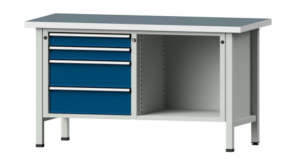 Établis ANKE Établi en caisson, modèle 134 V, 1500 x 700 x 840 mm, RAL 7035/5010, UBP 40 mm, 305.040