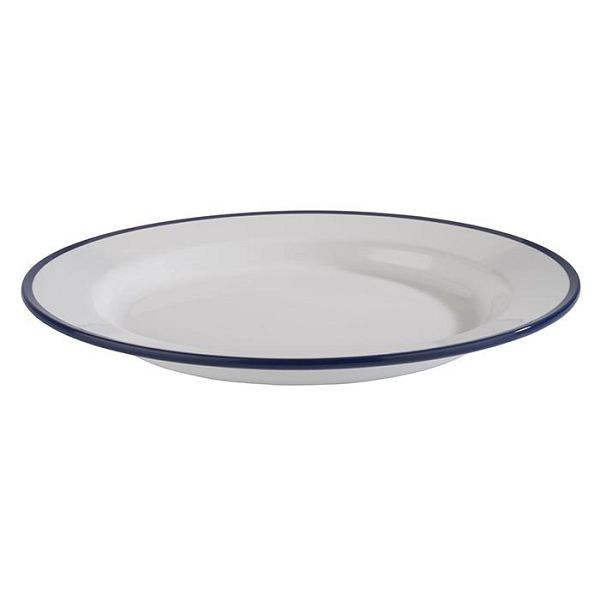 Assiette APS -EMAIL LOOK-, Ø 24,5 cm, hauteur: 2,5 cm, mélamine, blanc, bord bleu, 84951