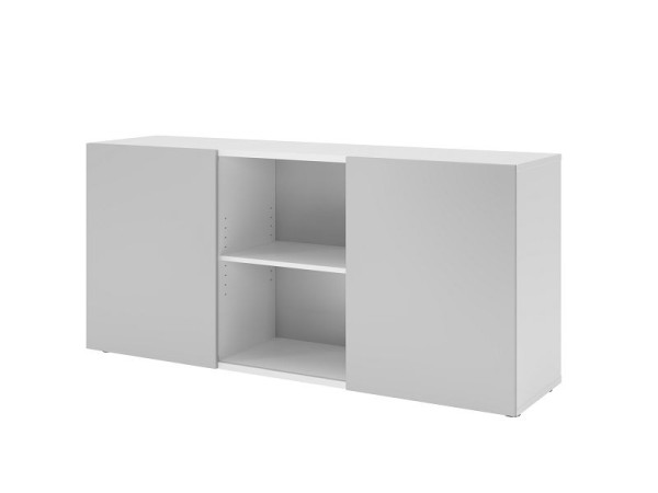 Buffet Hammerbacher à portes coulissantes 1780, 2 OH, corps : blanc / façade : gris, 160 x 42 x 74,8 cm (LxPxH), V1780/W/5