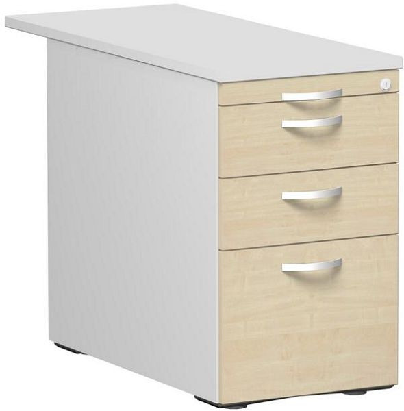 geramöbel conteneur sur pied avec dossiers suspendus et 2 tiroirs métalliques, plaque de recouvrement 1000 mm, 438x1000x720, érable/gris clair/gris clair, N-0310HR1-ALL