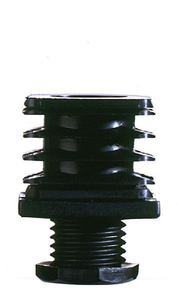 Bouchon de réglage KLW pour tubes carrés 40x40x2 mm, hauteur réglable 20 mm, en plastique noir, 03 / KU-V-40x40
