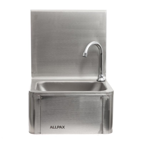 Lavabo ALLPAX en acier inoxydable avec commande au pied, paroi à fond haut, 10015289