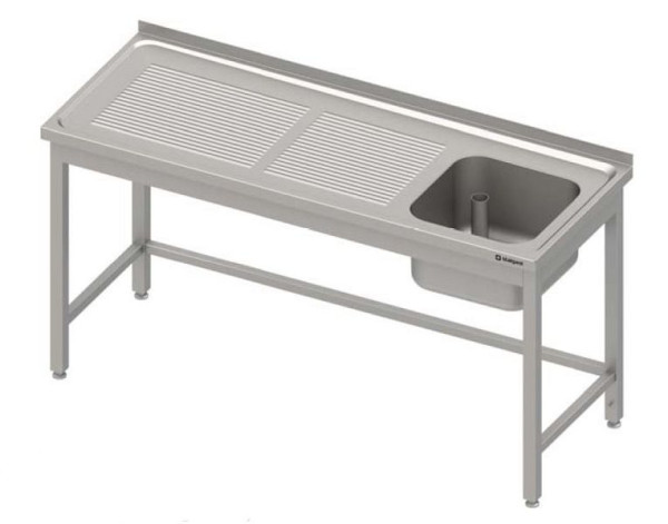 Meuble évier Stalgast sans fond 1000x700x850 mm, avec une vasque à droite, avec dosseret, soudé, VST10720RA