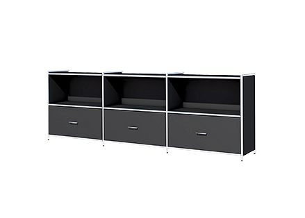 Buffet large Kerkmann avec 1 tiroir pour 2 OH, Artline, L 2360 x P 380 x H 780 mm, anthracite, 13799313