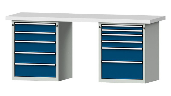 Établis ANKE Établi combiné, modèle 841 V, 2000 x 700 x 850 mm, RAL 7035/5010, KSP 50 mm, 415.118