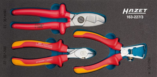 Jeu de pinces Hazet, double isolation, nombre d'outils : 3, 163-227/3