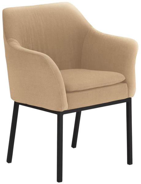 Mayer Sitzmöbel Fauteuil, structure en métal à 4 pieds, noir, coussin d'assise solidement cousu à la chaise, beige, 2524_03_30488