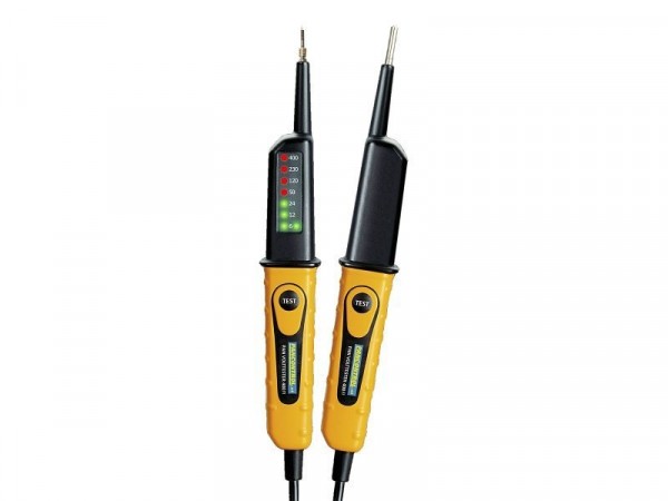 PANCONTROL Spannungs-Prüfer 2-polig LED-Anzeige 6‐400V AC/DC + 30mA FI‐Test, PAN Volttester 400 FI
