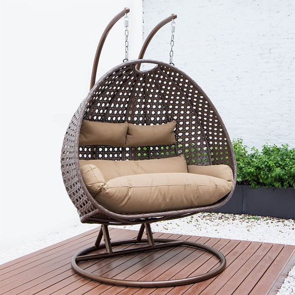 HOME DELUXE chaise suspendue en polyrotin TWIN - marron avec housse de pluie, 6949