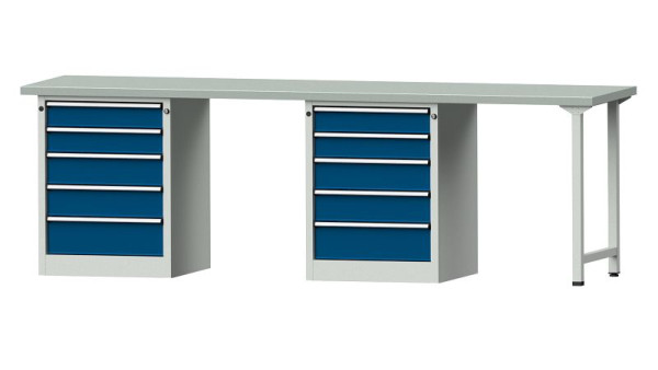 Établis ANKE Établi combiné, modèle 915 V, 2800 x 700 x 890 mm, RAL 7035/5010, ZBP 40 mm, 415.141