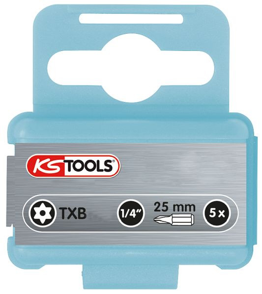 KS Tools Embout 1/4" en acier inoxydable, 25 mm, TB15, lot de 5, 910.2345