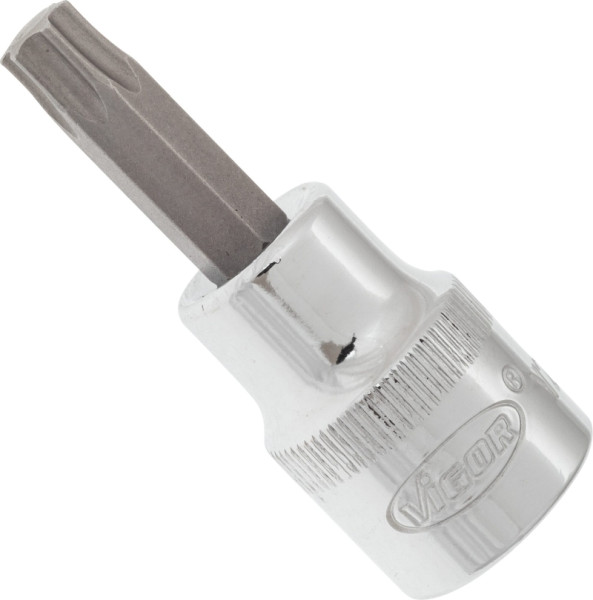 Embout de tournevis VIGOR TORX, carré creux 10 mm (3/8"), profil TORX interne, T40, longueur : 49 mm, pour fonctionnement manuel, V2298N