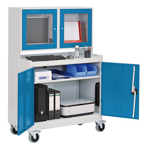 Boîtier de fixation pour moniteur Bedrunka+Hirth pour chariot informatique, deux portes, dimensions en mm (LxPxH) : 1000 x 300 x 600, 04.MAG100/30