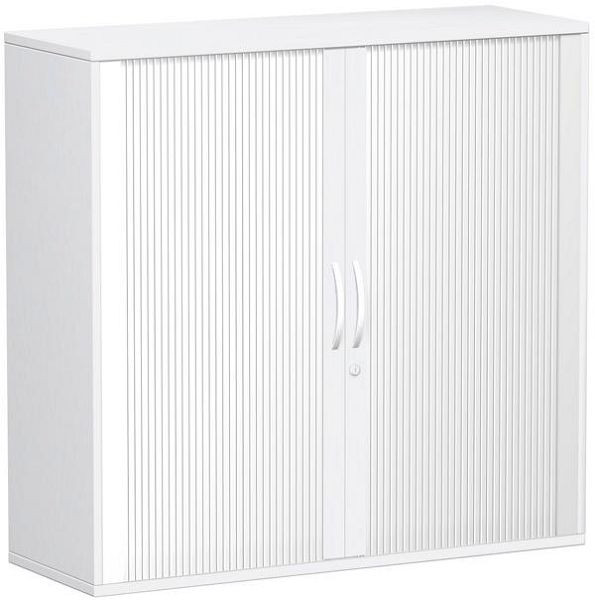 geramöbel panneau supérieur d'armoire à volets roulants 25 mm, avec pieds, verrouillable, 1200x425x1182, argent/blanc, S-312310-SW