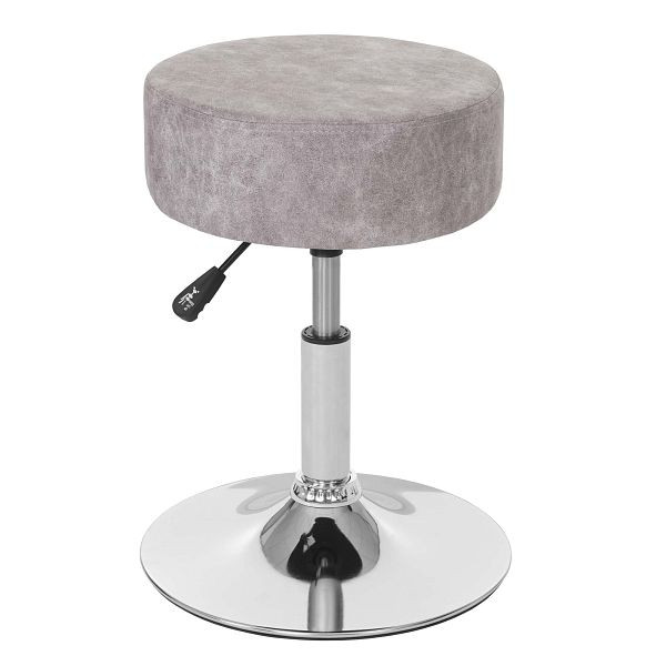 Mendler set de 2 tabourets HWC-C22, tabouret tabouret de maquillage, réglable en hauteur Ø 35cm, imitation daim, gris vintage, 61195