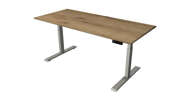 Kerkmann table debout/assise L 1800 x P 800 mm, argent, réglable en hauteur électriquement de 630 à 1270 mm, chêne/argent, 10277755