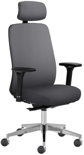 Chaise pivotante Mayer Sitzmöbel , accoudoirs 4D, piètement en aluminium, roulettes pour tapis, gris, 2229_AV4D_KS_SYM++_POL_30614