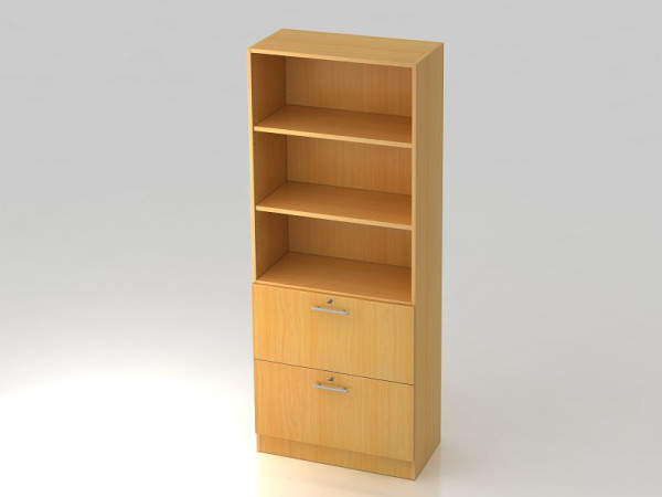 Armoire Hammerbacher 5OH, 2HR, panneau de base garde-corps poignée hêtre/hêtre, 80x42x200,4 cm (LxPxH), V7300/6/6/RE