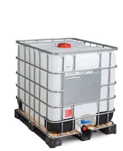 Conteneur pour marchandises dangereuses DENIOS IBC, palette composite, 1000 l, ouverture NW150, sortie NW50, 266-165