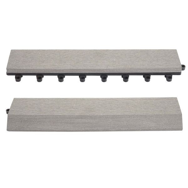 Mendler lot de 2 bandes d'extrémité pour carrelage WPC Rhône, profilé d'extrémité, terrasse aspect bois, gris droit avec crochets, 65097