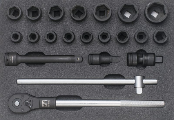 Gamme de chariots d'atelier SW-Stahl, clé à douille 3/4", avec cliquet, 21 pièces, Z3000-18