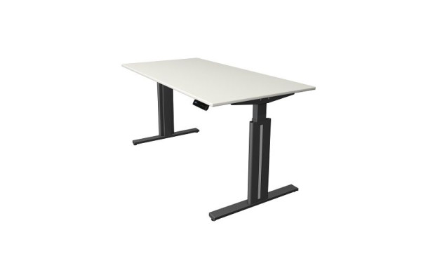 Table assis/debout Kerkmann L 1600 x P 800 mm, réglable en hauteur électriquement de 720 à 1200 mm, avec fonction mémoire, 4 hauteurs mémorisables, blanc, 10323310