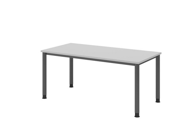 Bureau Hammerbacher HS16, 160 x 80 cm, plateau : gris, épaisseur 25 mm, structure à 4 pieds en graphite, hauteur de travail 68,5-81 cm, VHS16/5/G