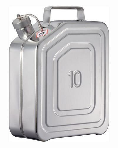 Bidon en acier inoxydable DENIOS avec bouchon à vis et soupape de surpression, volume de 10 litres, 117-338