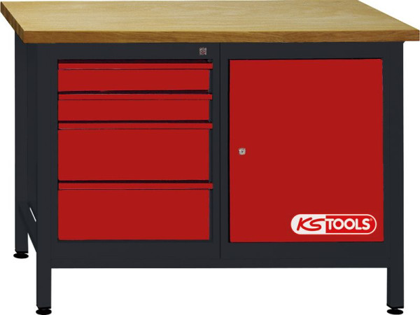 Établi KS Tools avec 4 tiroirs et 1 porte, H840xL1200xP500mm, 865.0006