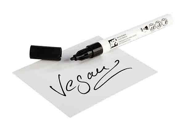 Stylo craie APS, Ø 1 cm, hauteur : 13 cm, largeur du trait : 2 mm, couleur : noir, pack : 2 pièces, 71491