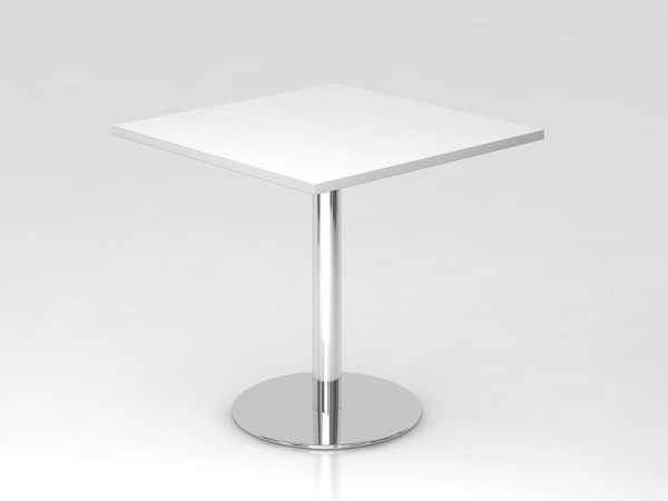 Table de réunion Hammerbacher 80x80cm blanc/chrome, structure chromée, VSTF88/W/C