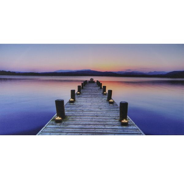 Tableau LED Mendler, tableau sur toile, tableau illuminé, tableau mural, minuterie, pont 110x55cm, scintillant, 36744