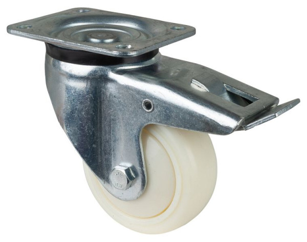 BS Rolls Roulette robuste avec frein, largeur 50 mm, Ø125 mm, jusqu'à 450 kg, bande de roulement/corps de roue plastique, roulements à billes, bulbeuse, L620.B15.126