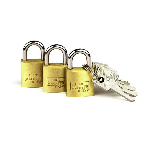 BURG-WÄCHTER lot de 3 cadenas à cylindre Trio 222 20 GL SB, HxLxP (extérieur) : 36,7 x 25 x 9,3 mm, UE : 30 pièces (10x jeux de 3), 29921