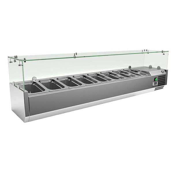 Vitrine réfrigérée en acier inoxydable Gastro-Inox 8x Gastronorm 1/4, capacité nette 48 litres, refroidissement statique, 209.160