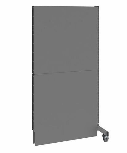 Cloison acoustique mobile DENIOS, panneau rapporté, L 1000, H 2000 mm, tôle perforée acoustique sur deux faces, grise, 293081