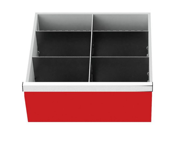 Insert de tiroir Bedrunka+Hirth, série T500-4, rails de compartiment central, avec séparateurs, pour hauteur 200 mm, 146-144A