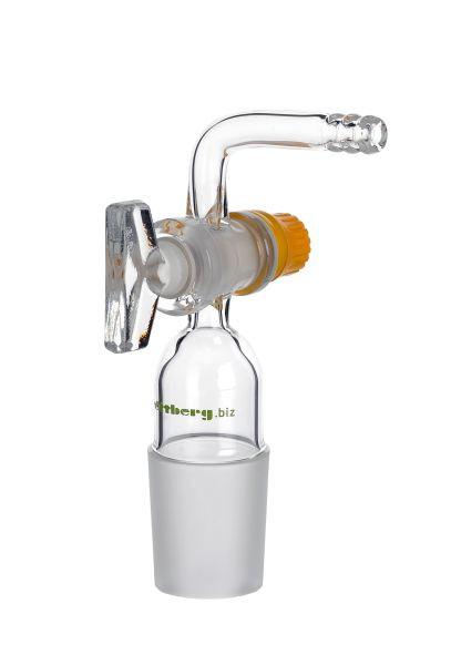 Pièce de transition Rettberg, cône NS 29/32 à olive 9 mm, avec tube coudé et robinet alésage NS 14,5/2,5 mm, verre borosilicaté 3,3, 134039529