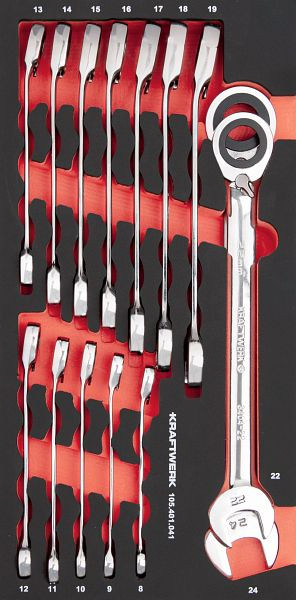 Kraftwerk PRO LINE EVA clé mixte à cliquet insert 20x40 14 pièces, 105.401.041