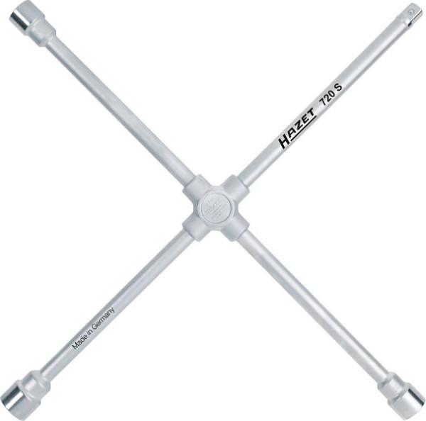 Clé cruciforme Hazet, profil hexagonal extérieur, 24 x 27 x 32 x carré extérieur 20 = 3/4 pouce mm, 15/16 x 1,1/16 x 1,1/4 x carré extérieur 20 = 3/4 pouce, 720S