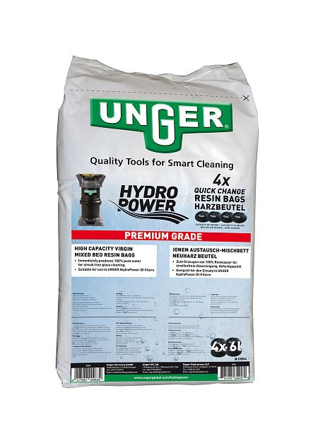 UNGER HydroPower DI, 4x sacs de résine QuickChange 6l (24l) dans un sac, DIB84