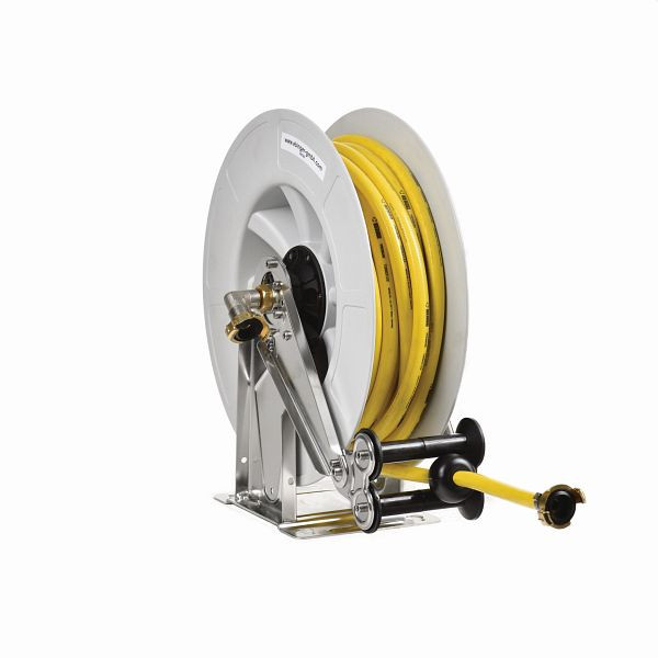 Enrouleur de tuyau Ebinger OSK 400, eau froide, châssis et axe en acier inoxydable, tambour ABS, tuyau de 15 m, 3.404.102