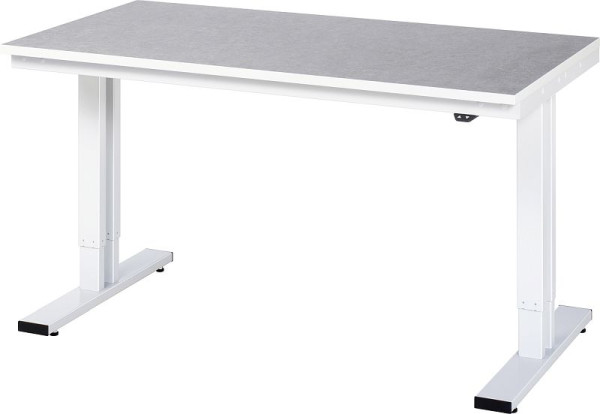 Table de travail RAU série adlatus 300 (réglable électriquement en hauteur), plan de travail avec revêtement linoléum/universel, 1500x720-1120x800 mm, 08-WT-150-080-L