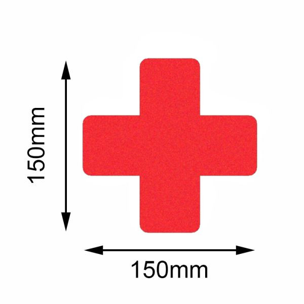 Marqueur de sol Mehlhose Croix rouge de sécurité 150x150mm, UE: 10 pièces, KSRX1V10