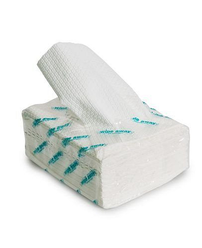 Serviettes en molleton DENIOS All-Tex 80, blanches, pliées en Q, format de serviette 38 x 30 cm, UE : 500 pièces, 273-933